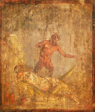 Pompeii'den (UNESCO Dünya Mirası Listesi) Nymph ve Pan'ı tasvir eden erotik konulu fresk by Roman Roman