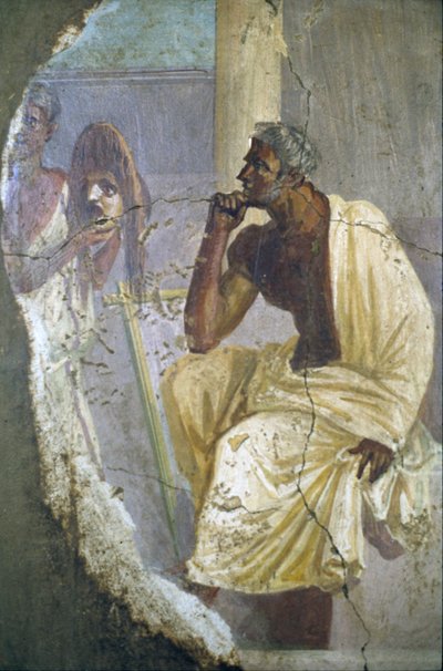 Napoli, Pompeii'den maskeli aktörün fresk parçası, by Roman Roman