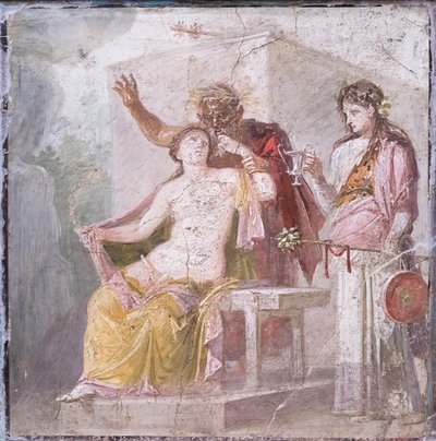 Yaşlı satir ve hermafrodit, MS 50-79 (fresk) by Roman Roman