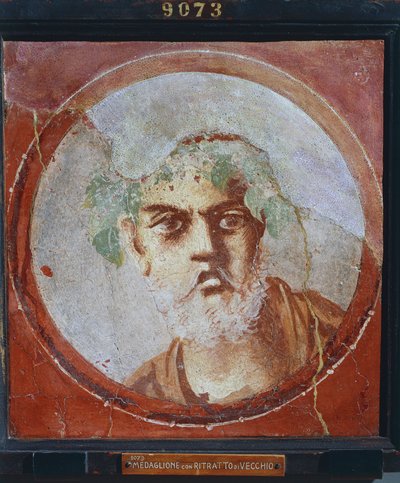 İtalya, Campania, Pompeii'den yaşlı bir adamın portresi (muhtemelen bir şair veya filozof), alçı üzerine resim, MS 55-79 by Roman Roman