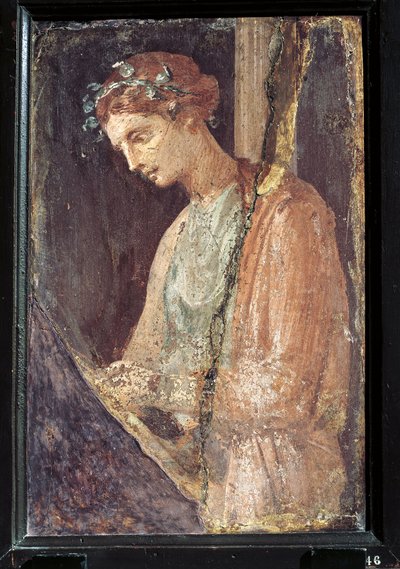 İtalya, Campania, Pompeii'den genç bir kadının profil portresi, alçı üzerine resim, MS 55-79 by Roman Roman