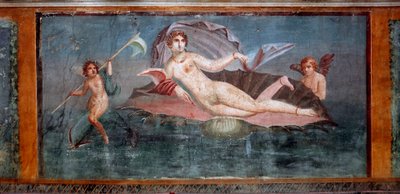 Roma Sanatı: “” Venüs ”” Deniz kabuğundaki Venüs evinin freski 1. yüzyıl Pompei, İtalya - Roma sanatı: Venüs. Conch