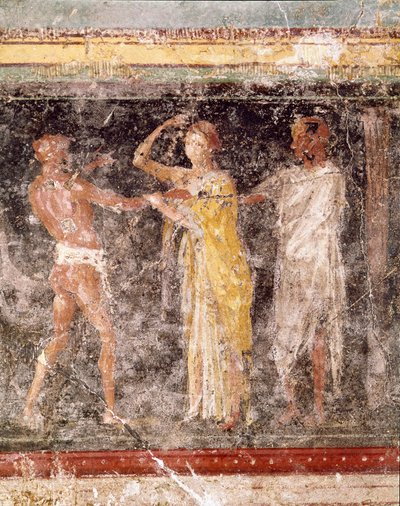 Roma sanatı: C odasının frizinden bir erkek ve bir kadın arasındaki dövüş sahnesi, Villa Farnesina (Roma sanatı: C odasının frizinden bir erkek ve bir kadın arasındaki dövüş sahnesi, Villa farnesina) Roma museo nazionale romano by Roman Roman