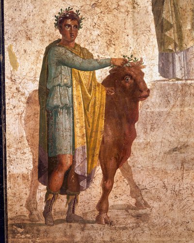 Roma uygarlığı, Jason ve Pelias'ı tasvir eden Fresk. Pompeii'den by Roman Roman