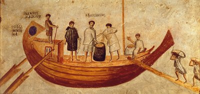 Ostia'dan gemiden tahıl boşaltma, Isis Giminiana, 2.-3. yüzyıl (fresk) by Roman Roman