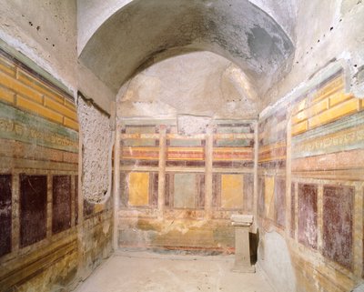 İkinci Pompei Stilinde fresklerle süslenmiş tonoz, Gümüş Düğün Evi, Pompeii, Campania, Roma Medeniyeti by Roman Roman