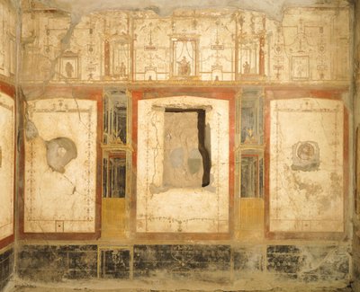Loreio Tiburtino Evi, Pompeii, Campania, Roma Medeniyeti'nden Dördüncü Pompeian Stilinde duvar dekorasyonu by Roman Roman