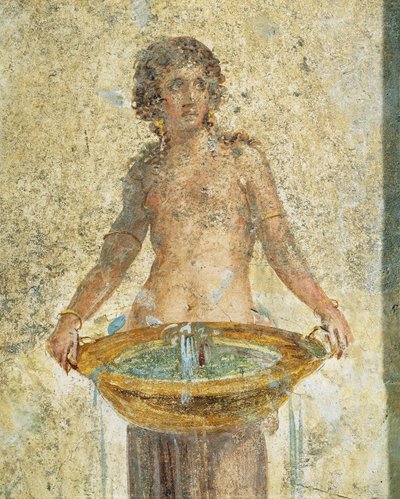 Pompei, Fresco'dan bir kova su taşıyan kadın, detay by Roman Roman