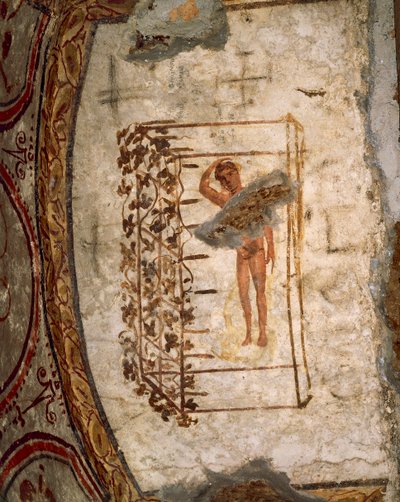 Gençlik, kafes ve asmalar, MS 3-5. yüzyıl (fresk) by Roman Roman