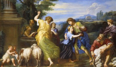 kuyuda Jacob ve Rachel (tuval üzerine yağlıboya) by Roman School