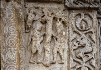 Adem ve Havva. Bazilika cephesinin detayı, 12. yüzyılın başlarında (kabartma) by Romanesque