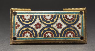 Plaket, muhtemelen bir Reliquary Shrine, c.1180-1190 (yaldızlı bakır, champlevé ve emaye işi emaye) by Romanesque