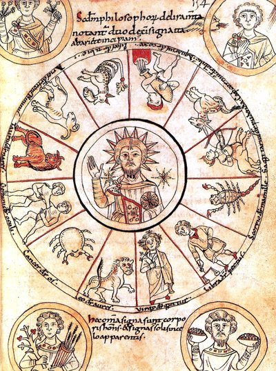Zodyak işaretleri ile çevrili güneş by Romanesque