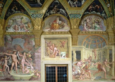 Ruh Odası. Venüs ve Mars banyoları; Bacchus ve Ariadne; Venüs ve Adonis Mars tarafından şaşırttı by Romano Giulio