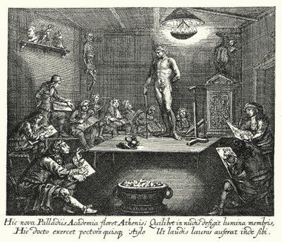 Akademi (gravür) by Romeyn de (after) Hooghe