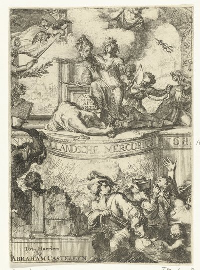 Hollanda Merkürünün 168(5?) yılı hakkında başlık sayfası by Romeyn de Hooghe (attributed to)