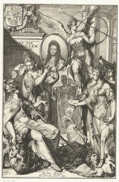 William III portresi ile alegorik cephe Kral William