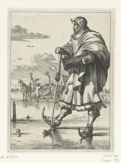 Şekiller à la mode no 11: Buz üzerinde hisse senedi oyuncusu Rakamlar à la mode (seri başlığı) by Romeyn de Hooghe
