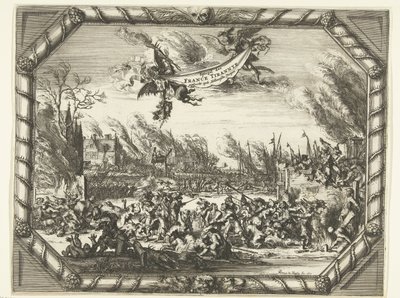 Bodegraven ve Zwammerdam'daki Fransız vahşeti, 1672 Spiegel der France Tirannye, Hollantsche Dorpen'de işlendi (nesnedeki başlık) by Romeyn de Hooghe