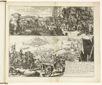 Parma Dükü tarafından Antwerp kuşatmasının iki tasviri, 1584-1585 Başlama du siege d