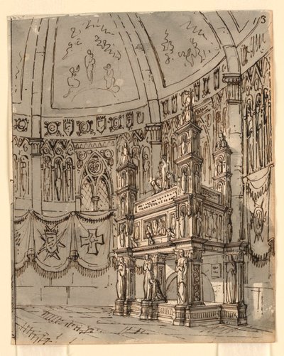 Sahne Tasarımı, Gotik Kilise İçi by Romolo Achille Liverani