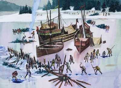 Icebound (kağıt üzerine guaj) by Ron Embleton