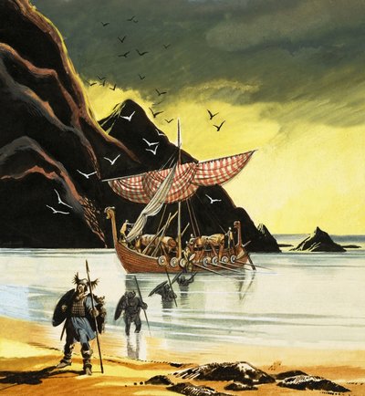 Leif Ericsson yeni dünyaya ulaşıyor by Ron Embleton