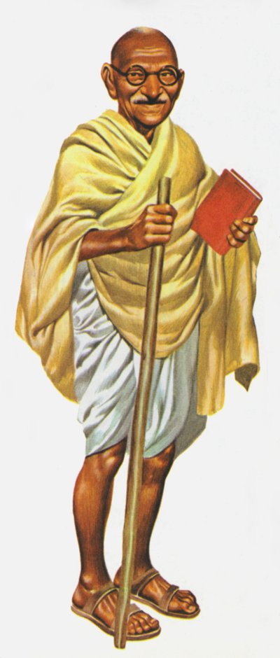 Mahatma Gandhi (renkli taş baskı) by Ron Embleton