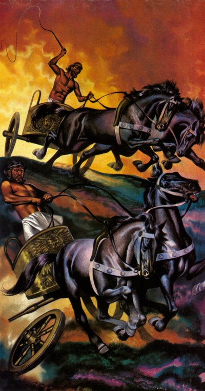 Olimpiyatların Büyüsü: Tanrıların Savaşı (renkli taş baskı) by Ron Embleton