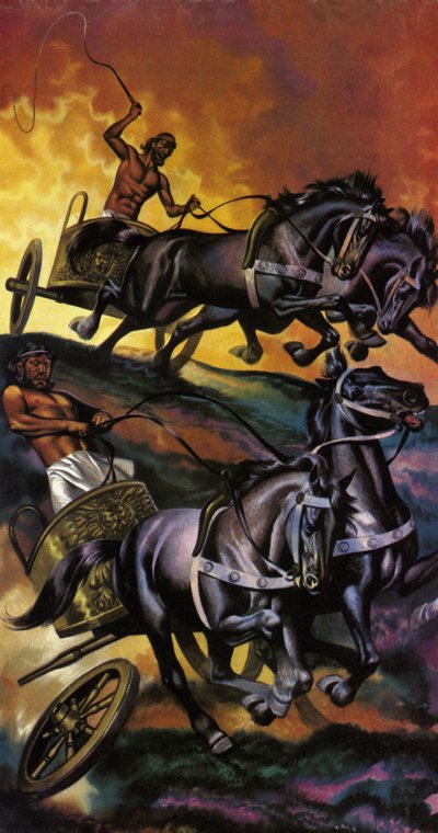 Tanrıların Savaşı (renkli taş baskı) by Ron Embleton