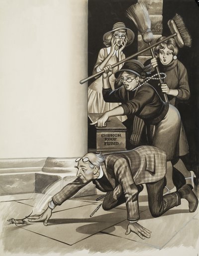 Papaz ve Kadınlar (kağıt üzerine guaj) by Ron Embleton