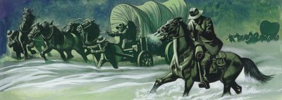 Kış vagon treni (kağıt üzerine guaj) by Ron Embleton