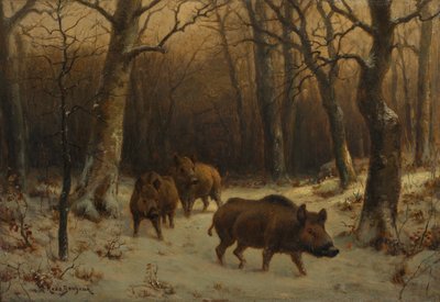Karda Yaban Domuzları, c.1872-77 (ahşap panel üzerine yağlı boya) by Rosa Bonheur