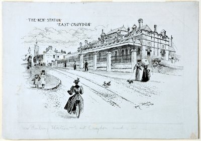 The New Station, East Croydon, Temmuz 1896 (kağıt üzerine mürekkep) by Rosa Clementina Petherick