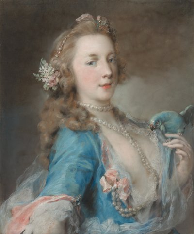 Papağanlı genç bir bayan by Rosalba Carriera