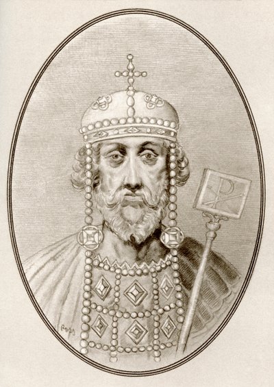 Büyük Konstantin, Ünlü Hükümdarların Yaşayan Biyografilerinden bir görüntü (gravür) by Ross Gordon