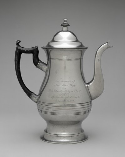 Cezve veya Çaydanlık, c. 1830-1870 (kalay, tanımlanamayan ahşap) by Roswell (attr.to) Gleason