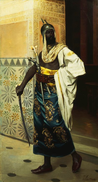 Nubian Guard (tuval üzerine yağlı boya) by Roudolf Weisse