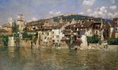 Adige in Verona, Rubens Santoro (1859-1942), tuval üzerine yağlı boya by Rubens Santoro
