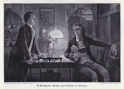 Alman yazarlar Friedrich Schiller ve Johann Wolfgang von Goethe Weimar