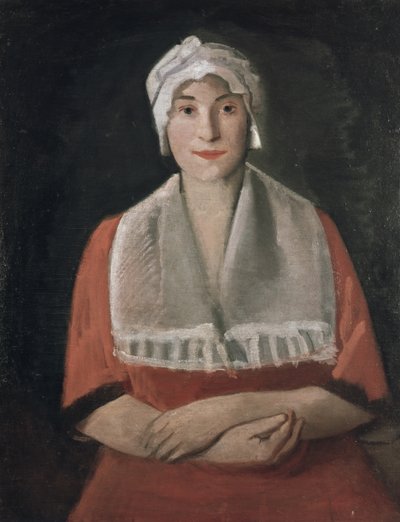Beyaz Şapkalı Bir Kadının Portresi by Rudolf Kremlicka