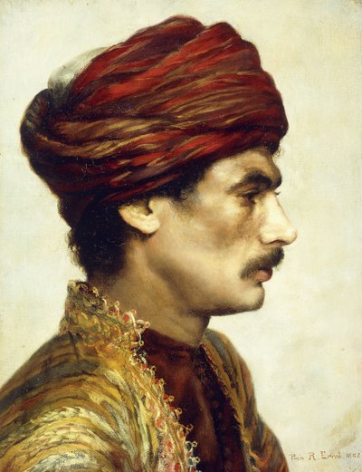 Kırmızı Sarıklı Bir Adamın Profil Portresi, 1882 by Rudolphe Ernst