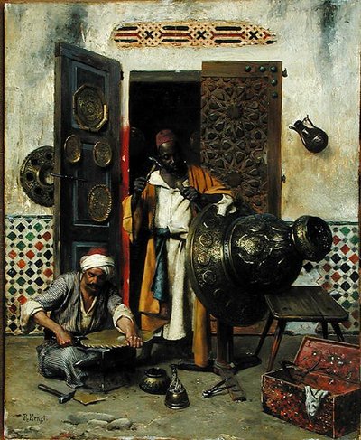 Metal İşçisi, c.1888 (panelde yağlı boya) by Rudolphe Ernst