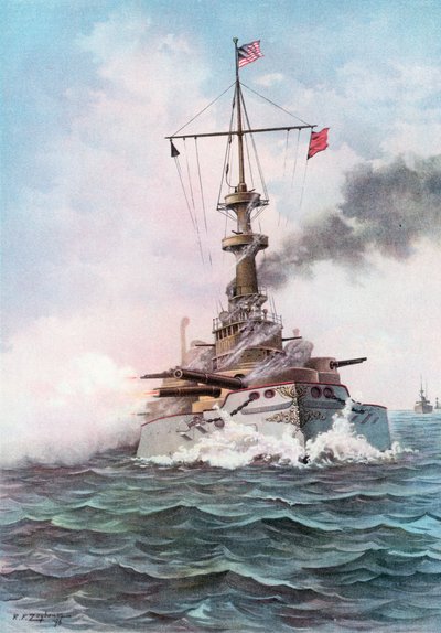 Amerika Birleşik Devletleri Savaş Gemisi Indiana Hedef Uygulamasında by Rufus Fairchild Zogbaum