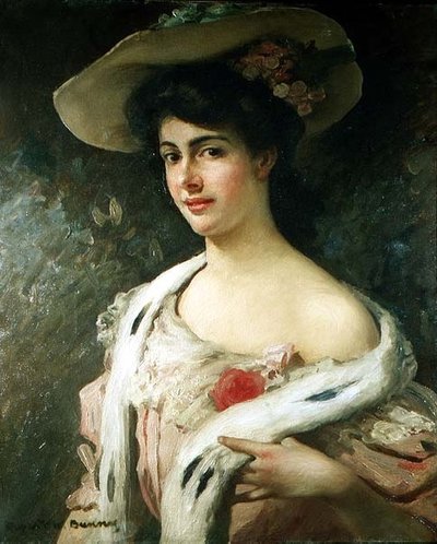 Bir şapka giyen sanatçının karısının portresi by Rupert Charles Wolston Bunny