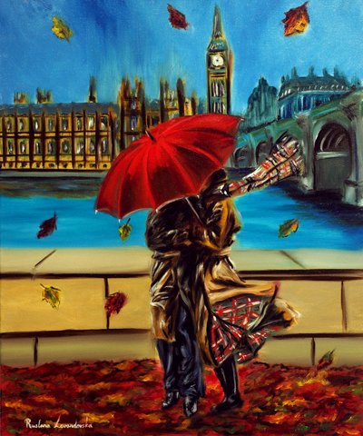 Londra Kucaklaşması, 2025 (tuval üzerine yağlıboya) by Ruslana Levandovska