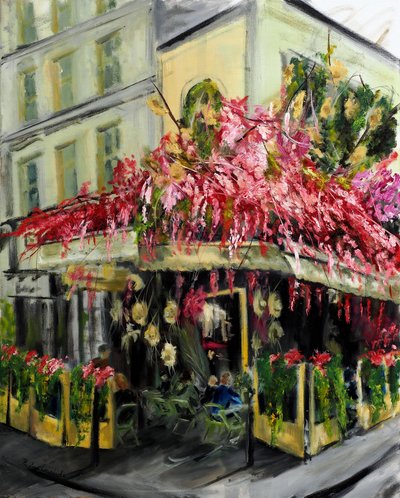 Paris Cafe - Maison Sauvage, 2021 (tuval üzerine yağlıboya) by Ruslana Levandovska