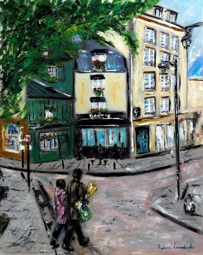 Quartier Latin Paris, 2022 (tuval üzerine yağlıboya) by Ruslana Levandovska