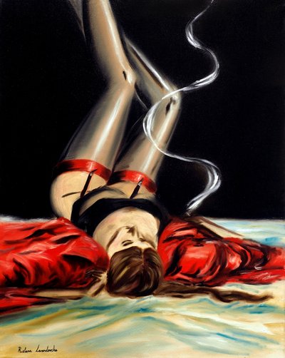 Sultry Scarlet, 2025 (tuval üzerine yağlıboya) by Ruslana Levandovska