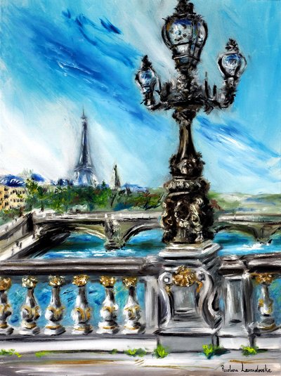 Pont Alexandre III Paris, 2022 (tuval üzerine yağlıboya) by Ruslana Levandovska